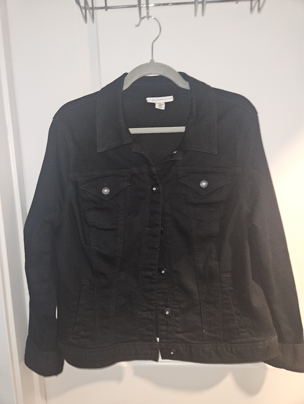 Classic Black Women's Denim Jacket - Stretch Denim